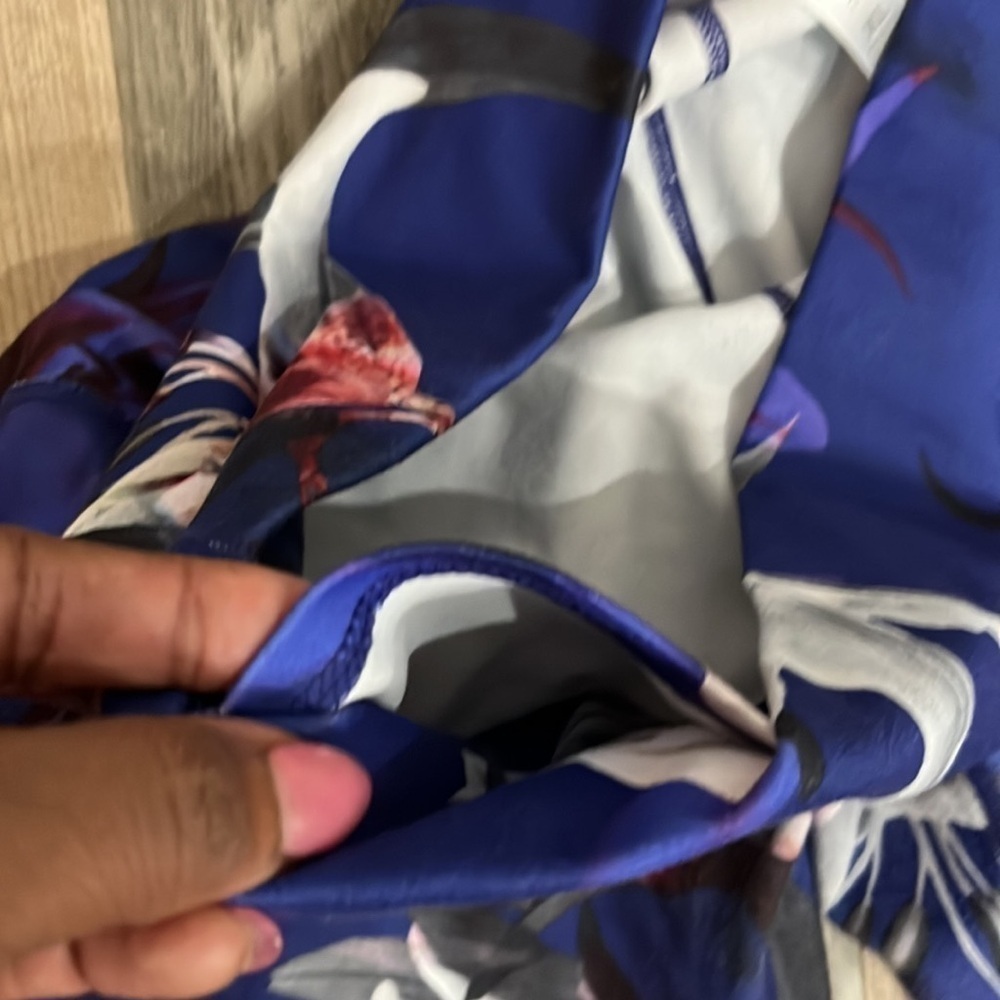 Guru Active Womens Leggings Pants Blue Floral Print Stretch Elastic Waist Sz XL - Picture 7 of 10